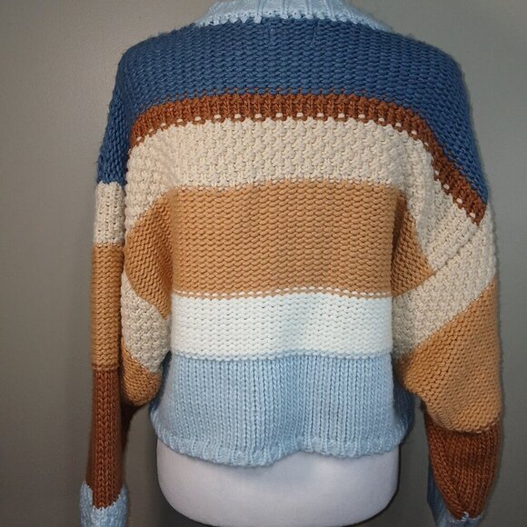 SIMPLY SOUTHERN CROPPED COASTAL COLOR STRIPED SWEATER WOMENS LARGE - Picture 4 of 5
